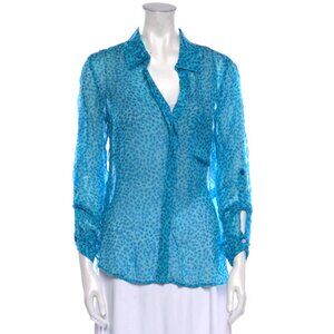 Diane Von Furstenberg DVF Silk Printed Blouse, Size M | US 6